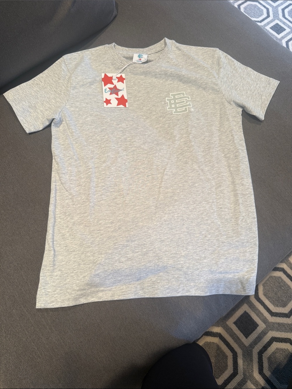 Eric Emanuel Light Gray Short Sleeve Tee with White Logo